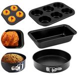 Casa Azul 3-Pcs Non-Stick Bakeware Cake Tin Set | Muffin Tray, Bread Mould, & Round Cake Mould for Baking, BPA Free Heavy-Duty Carbon Steel Baking Pan, Microwave & OTG Oven Safe Cake Mould for Baking