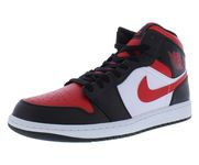 Nike Jordan 1 Mid Men's Black/Fire Red-White 554724-079 Size 10.5, White/Black-red