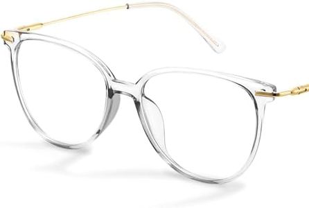 Gaoye Blue Light Blocking Glasses Women/Men, Fashion Cat Eye Fake Eyeglasses UV Ray Filter Computer Gaming Glasses (Transparent Frame & Lens)