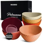 MIAMIO - 6 x 800 ml - Bowl Set/Cereal Bowl Set - Modern Bowls Matte – Bowls Set Large - Palmanova Collection (Magma Red)