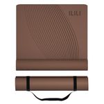ILILI Yoga Mat, 72x25×0.3 Inch(183cmx63cmx8mm), TPE Exercise Mat, Tear-Resistant, Fitness Yoga Mat with Carrying Strap, Ideal for Yoga, Pilates, Home Workouts, Stretching & All Fitness Routines (Brown)