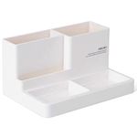 deli W9115 |Compartment Storage Stand| Pencil Holder for Office Home Study Table Organizer Stationery Multifunctional Desktop Pen Stand Office Accessories White, Pack of 1