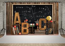 Kate 10x6.5ft Fabric Welcome Back to School Backdrop for Photography Black Chalkboard Globe Book Backgrounds Wood Wall and ABC Decoration Students Photocall Backdrop