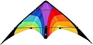 Wolkenstürmer® Children's stunt kite fancy (colourful), ready to fly including 2 x 25 m flight lines, flying kite with fibreglass poles, beginner steering kite