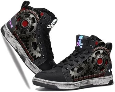 GXZUORUI Gothic Motorcycle Riding Shoes for Men Skull Punk Road Street Motocross Protective Boots Powersport Casual Motorcycle Anti-Slip Shoes (Color 7, Adult, Men, 11, Numeric, US Footwear Size System, Medium)