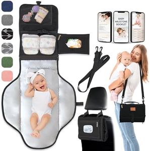 Portable Changing Pad for Baby, Travel Diaper Changing Pad for Newborn, Large Waterproof Baby Changing Mat, Foldable & Detachable Diaper Changing Station with Baby Wipes Pockets, Baby Stuff by Pillani