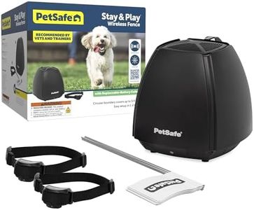 PetSafe Stay & Play Wireless Fence for 2-Dogs with Replaceable Battery Collar – Covers 3/4-Acre Yard – for Dogs 5 lb. and Up – Portable Design – from The Parent Company of Invisible Fence Brand