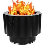 Smokeless Wood Pellet Fire Pit with Detachable Ash Tray, 24 Inch Portable Firepit with Carrying Bag, Low Smoke Wood Burning Stove Outside Bonfire Fire Pit for Camping Patio Backyard -Black