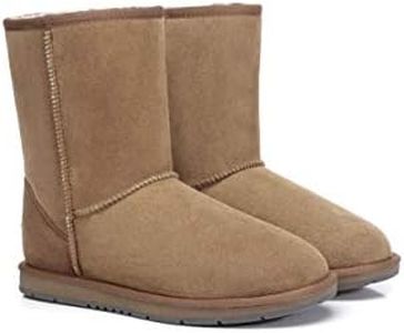 UGG Classic Short Boots Women Mens Uggs Premium Twinface Sheepskin Water Resistant Snow Boot Chestnut US Women 10