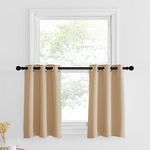 NICETOWN Bathroom Tiers Curtains for Small Windows, Blackout Privacy Curtains 30 Inch Length for Mini Laundry Kitchen, Short RV Curtain for Camper Travel Trailers, 2 Panels, 29" Wide, Biscotti Beige