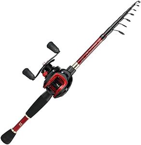 Sougayilang Baitcaster Combo Fishing Rod and Reel Full Set, Ultra Light Baitcasting Fishing Reel for Travel Saltwater Freshwater-Red-Casting-Left-1.8M