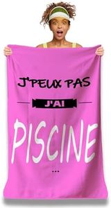 Serviette de Plage Microfibre Personnalisée avec Message Humoristique. Drap de Plage 160x80cm Ultra Absorbant, Séchage Rapide, Léger et Compact. Idée Cadeau Femme Homme Ado Anniversaire Noel (Rose)