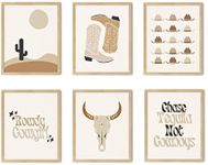 TwoDays Western Room Decor for Teen Girls, Boho Western Wall Decor for Bedroom, Cowgirl Art Prints, Western Home Decorations, Country Theme Posters. (8" X 10", Set of 6, Unframed)