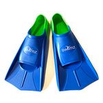 Swimz Short Blade Silicone Swim Training Fins - NEW Blue Blade / Green Heel (UK 5.5-6.5 (Euro 39/40))