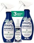 Downy Wrinkle Releaser Spray | All In One Wrinkle Release Spray, Odor Eliminator, Static Remover | Fabric Refresher & Ironing Aid for Clothes | 16.9 Fl Oz (Pack of 2) & 3 FL Oz, Crisp Linen Scent