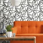 RoomMates RMK12097RL Jane Dixon Black and White Ribbon Trail Peel and Stick Wallpaper