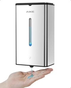 AIKE Heavy Duty Soap Dispenser Automatic, 33.8 Oz Large Capacity Commercial Wall Mount Liquid Soap Dispenser, Polished Stainless Steel for Restroom Model AK1207