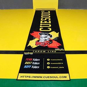 CUESOUL Heavy Duty Darts Mat Includes Both Official Soft & Steel Tip Throwline Skull in Hat