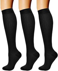 CHARMKING Compression Socks for Women & Men Circulation (3 Pairs) 15-20 mmHg is Best Athletic for Running, Flight Travel, Support, Cycling, Pregnant - Boost Performance, Durability (L/XL,Black)