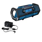 Bosch Professional GPB 18V-2C 18V System Battery Construction Site Radio (Received via Bluetooth, FM and AUX, Includes Power Supply, AUX Cable, 3V Lithium Button Cell Battery, in Box)