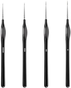Prasacco 4 Pieces Fine Detail Paint Brush Set, Professional Thin Paint Brushes Miniature Brush Small Artist Paint Brushes for Fine Detailing Models Acrylic Watercolor Oil Painting (Black)