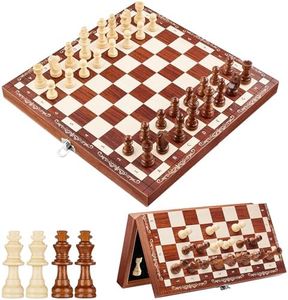 Mystooy Jeu d'échecs,29x29cm Echiquier Magnetique,Pliable Echecs en Bois avec Emplacements de Rangement,Portable Jeux D'echec de Voyage Plateau pour Enfants et Adultes,Chess Board Jeux De Stratégie
