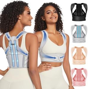 Fit Geno Posture Corrector for Women & Men: Adjustable Lightweight Upper Back Brace for Neck Shoulder & Upper Back Pain Relief - Improve Posture Correct Hunchback Slouching Invisible Under Clothes (M/L Under Bust 35" - 49")