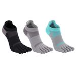 Azarxis Toe Socks Sport Five Finger Socks for Men Women 3 Pairs Athletic Running Ankle Quarter Socks (N001# Black + Gray + Blue - Ankle-high, M)