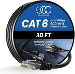 Cat 6 Ethernet Cable 30 ft, 10Gbps High Speed Ethernet Cable, Internet Cable Outdoor&Indoor, Rj45 Cat6 Cable Long Ethernet Cable for Computer, Router, Modem, PS4/5, Xbox, Gaming- Black