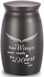 BeauFairy Pet Cremation Urn, Aluminum Small Pet Memorial Urns for Dog or Cat Ashes, Mini Pet Ashes Keepsake with Winged Pattern, Loss Pet Memorial Remembrance Sympathy Box, Black