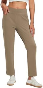 BALEAF Women's Stretch Pants Fleece Lined Winter Travel Pants Waterproof Thermal Cold Weather Gear Pockets Work Golf Casual Brown M