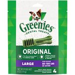 Greenies Original Large Natural Dog Dental Care Chews Oral Health Dog Treats, 6 oz. Pack (4 Treats)