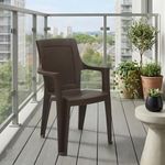 Nilkamal Mystique Plastic Chair with Armrest | 3 Year Warranty | Heavy Duty Chair for Home, Living Room, Dining, Balcony, Bedroom & Office | Stackable | Indoors & Outdoor | Season Rust Brown