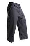 Mercer Culinary M60030BFPL Millennia Unisex Black Cook Pants with White Fine Pinstripe, Large