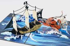 Three Dee Cards - Epic Pirate Ship Vs. Kraken 3D Pop Up Card: Fathers Day for Dad, Birthday Pop-up for Him Son Husband Boy Men Boyfriend Brother In Law Uncle