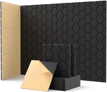 Soundsbay Sound Proofing Panels, Self-Adhesive Acoustic Wall Panels 12 Pack High Density Honeycomb Acoustic Panels for Ceiling, Recording Studios, Home Office, Decorative 30x30x0.9cm Black