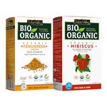 INDUS VALLEY Bio Organic Natural And Pure Fenugreek Powder (Methi powder) with Hibiscus Powder | Hibiscus rosa-sinensis for Skin Care & Hair Care (100g*2=200g)