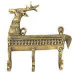 Indian-Shelf 4 Piece Brass Kids Deer Wall Hooks Animals Vintage Coat Hooks Gold Decorative Hooks Purse Hanger Key Holder Kids Coat Rack Wall Mount Bag Backpack Hooks Boys Girls Room Décor