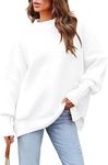 Basicspace Women’s Oversized Sweaters Casual Cute Sweater Winter Warm Chunky Crewneck Batwing Sleeve Knit Pullover Outerwear(X-Large,Pure White)