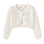 imKutie Baby Girl Bolero Cardigan Shrug, Girls' Long Sleeve Button Knitted Cardigan for 1-6 Years White