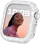 Surace Compatible with Apple Watch Case 40mm for Apple Watch Series 6/5/4/3/2/1, Bling Cases with Over 200 Crystal Diamond Protective Cover Bumper for 38mm 40mm 42mm 44mm, Silver