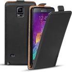 Verco Flip Cover for Samsung Galaxy Note 4 Case, Flip Style Protective Case for Samsung Note 4 Case Faux Leather Case Vertical Folding Phone Case, Black