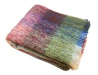 Mohair Throw Blanket 54" x 72" Brushed Multicolor Irish Made