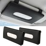 Car Tissue Holder, Car Visor Tissue Holder, Car Napkin Holder, PU Leather Car Holder for Car Visor and Backseat Accessories Paper Towel Tissue Box (2 Pack, Black)