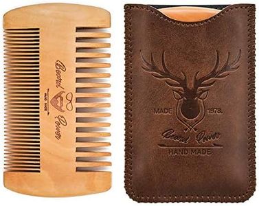 Menesia Wooden Beard Comb & Durable Case for Men Beard, Fine & Coarse Teeth, Men's Wood Pocket Comb for Beards & Mustaches & Hair,Brown Deer Design