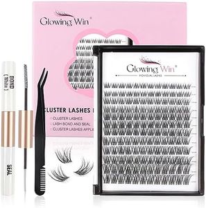 Glowing Win Faux Cils Individuel Kit Extension Cils Extension de Cils Professionnel Bande Transparente Naturel Cluster Lashes Avec Applicateur, Bond&Seal 8-16mm 144 Grappes DIY Cils Individuels