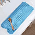 TreeBud Extra Long Bathtub Mats for Shower Tub - Non-Slip Bath Mat Shower Mat with Suction Cups, Bath Tub Mat for Bathroom with Machine Washable, BPA Free for Kids (Transparent Blue)