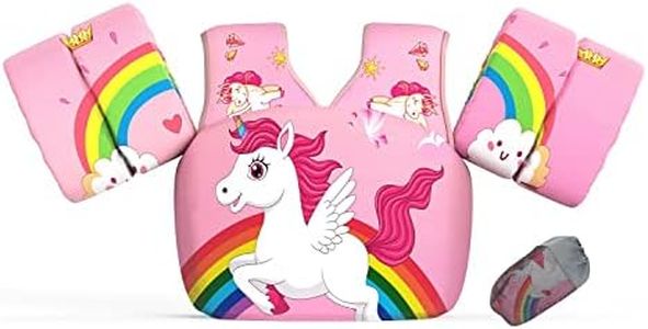 REALIKE Kids Swim Vest for Toddler Boys/Girls Swimming Aids Floats with Shoulder Harness Arm Wings for Children/Infant/Baby,Sea Beach/Pool/Lake, Suitable for 28-70lbs