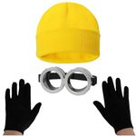 SECBOO 3Pcs Men's Cosplay Accessory Steampunk Goggles Glasses Punk Sunglasses Yellow Beanie Knit Hats Black Gloves Halloween Decoration