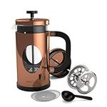 bonVIVO GAZETARO I Large French Press Coffee Maker - Glass French Coffee Press Machine Made of Heat Resistant Stainless Steel and Borosilicate Glass in Copper Finish, With Filter, 34 ounces…
